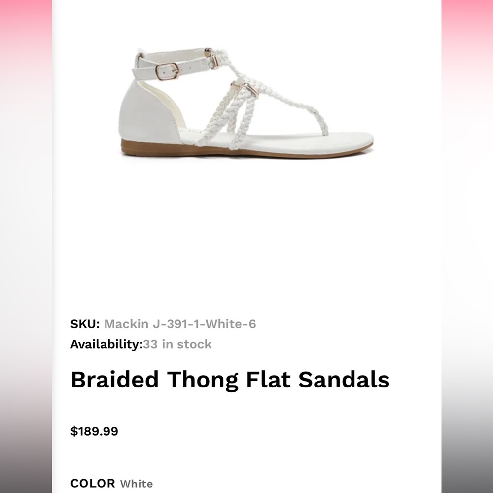 Mackin J White Style 391-1 Braided Flat size 9